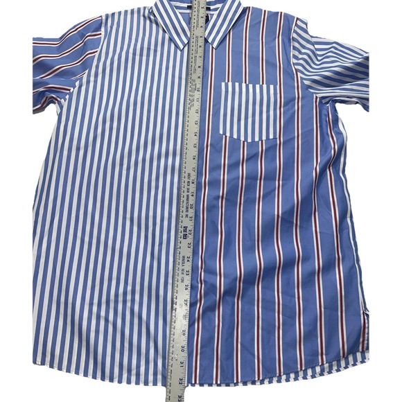 Lands End‎ Women's Red/White/Blue Vertical  Striped Button Up, Sz 18, 3/4 Length - Picture 7 of 9